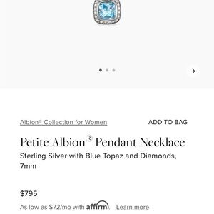 David yurman blue topaz pendant necklace